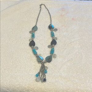 Chic Silver and Blue Gemstone Necklace